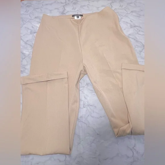 Karen Kane Lifestyle Tan Cuffed Ankle Trouser Stretch Workwear Size 10 - Picture 5 of 9